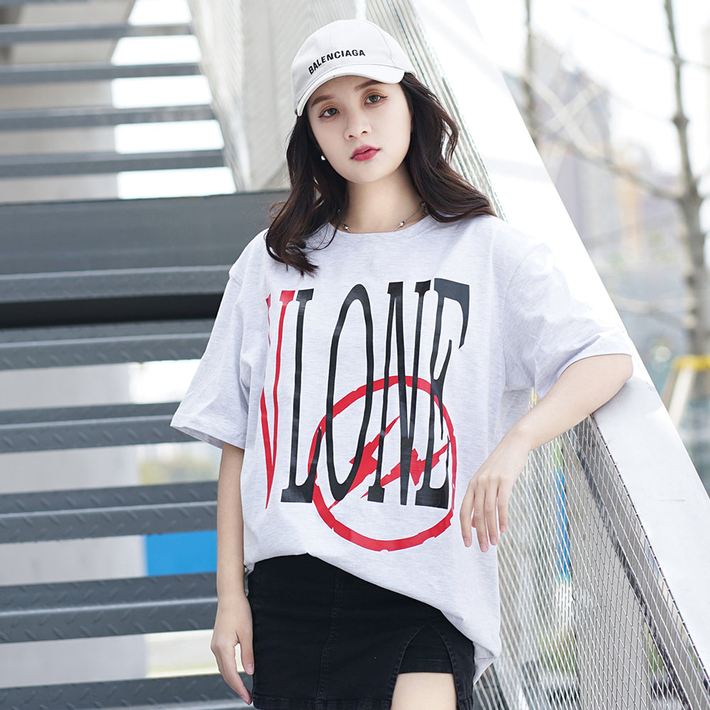 VLONE Fragment Staple Tee Large Logo Printing Short Sleeve Couple Style 'Gray Red' VLTE17FW002