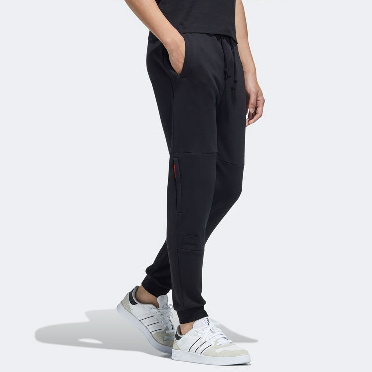 Men's adidas neo Sw Ft Tp Solid Color Lacing Bundle Feet Casual Sports Pants/Trousers/Joggers Black HD4642