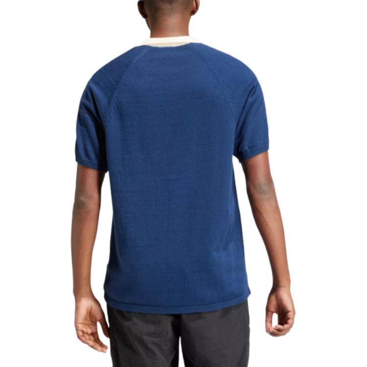 adidas Premium Knitted Tee Asia Sizing 'Blue White' IU0223