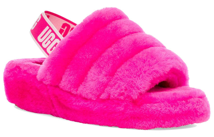 (WMNS) UGG Fluff Yeah Slide Thick Sole Slipper Red 1095119-RCR