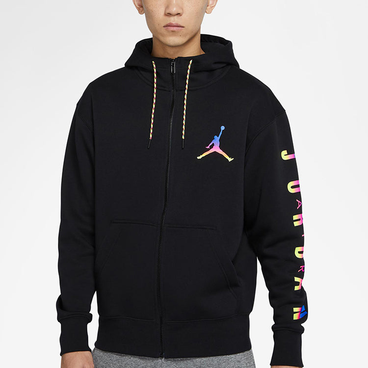 Air Jordan Solid Color Athletic Fleece Lined Zipper Hooded Jacket Men's Black CU9123-010