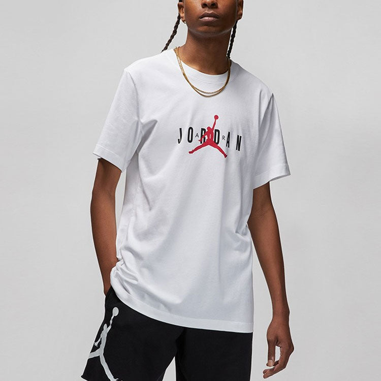 Air Jordan Alphabet Flying Man Logo Printing Round Neck Casual Short Sleeve White DM1463-100