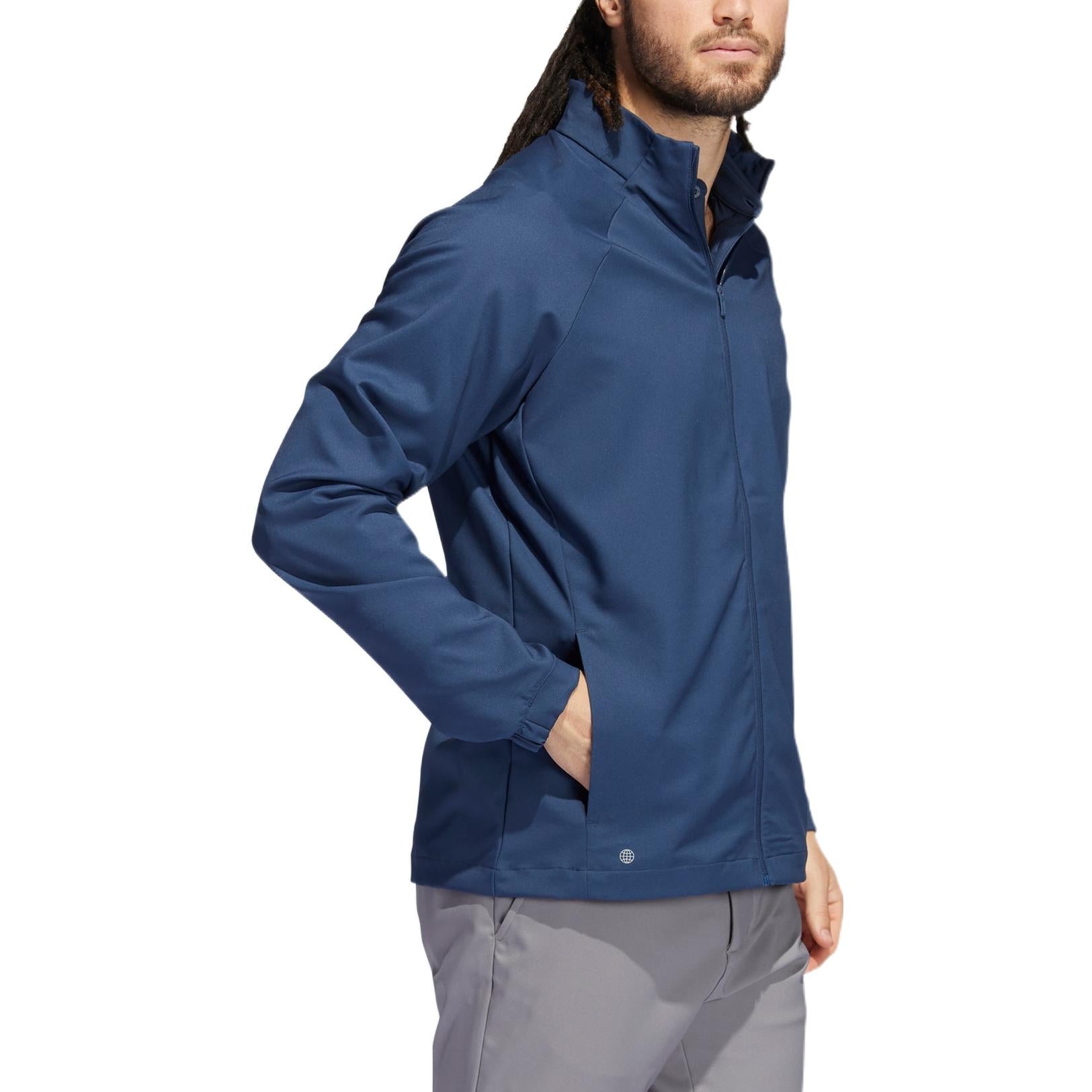 Men's adidas Cr Nvlty Vstl J Solid Color Logo Zipper Stand Collar Jacket Navy Blue H56796