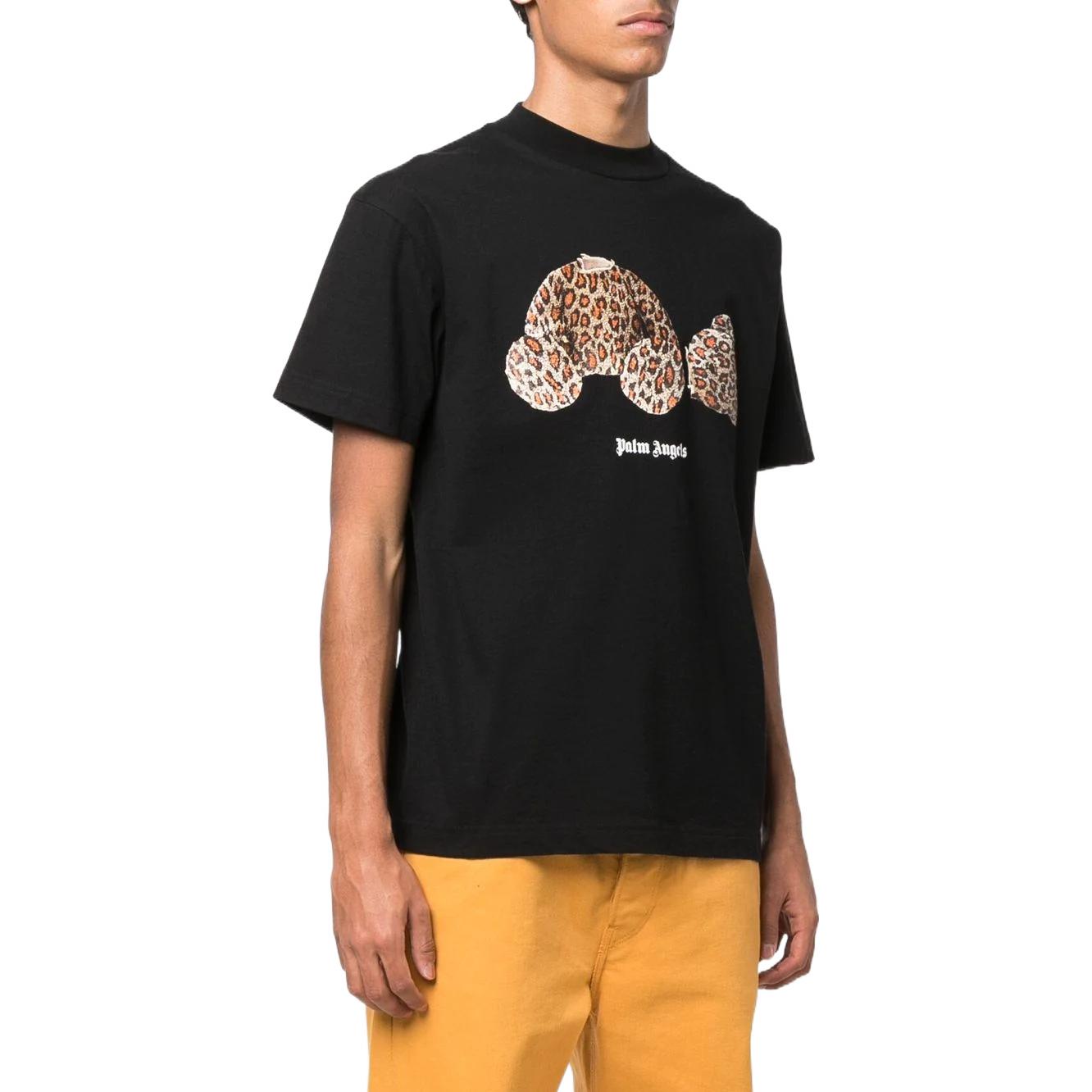Palm Angels Leopard Bear Classic Tee 'Black Brown' PMAA001S22JER0181060