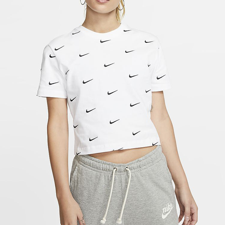 (WMNS) Nike logo Printing Short Sleeve 'White' CK4092-100