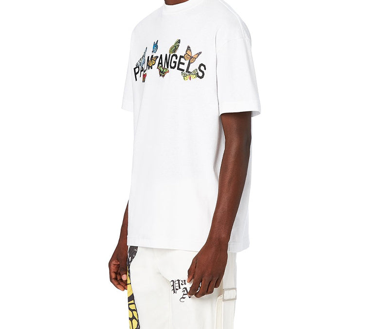 Men's PALM ANGELS Multi-Color Printing Short Sleeve White PMAA001S204130040110