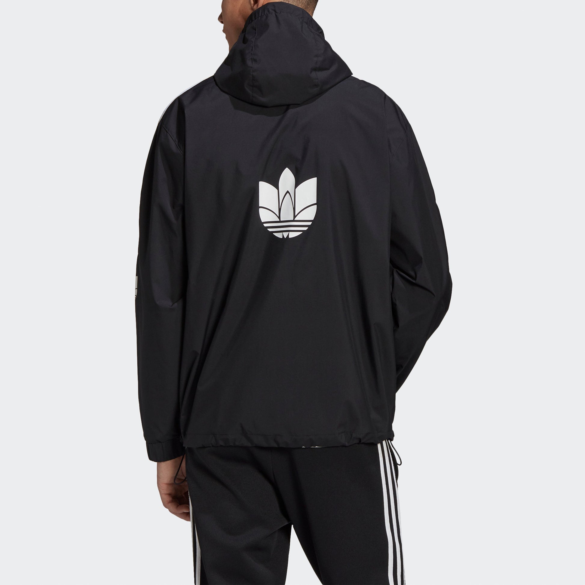 adidas originals Classic Logo Printing hooded track Jacket Black GN1867