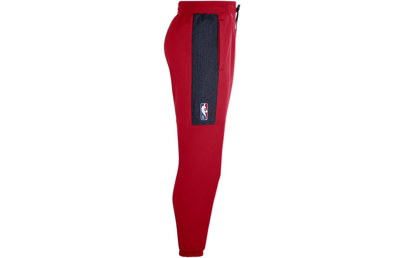 Men's Nike NBA Brooklyn Nets Contrasting Colors Logo Fleece Lacing Sports Pants/Trousers/Joggers Red DC0897-657