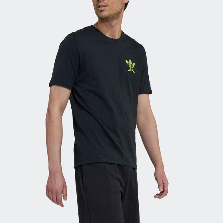 Men's adidas Logo Printing Round Neck Sports Short Sleeve Japanese Version Black T-Shirt HM2493