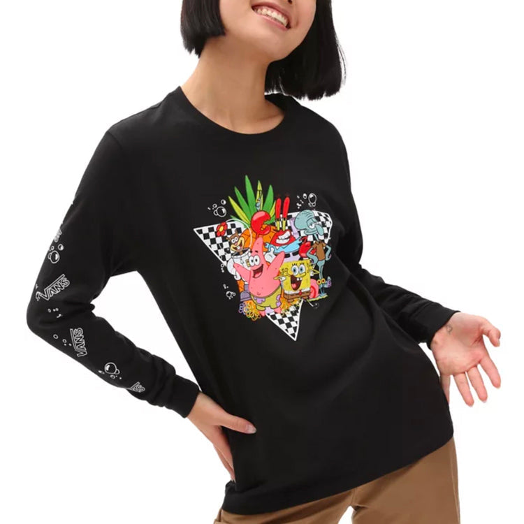 (WMNS) Vans x SPONGEBOB SQUAREPANTS Printing Round-neck Sweateshirt Black VN0A5I3FYZS
