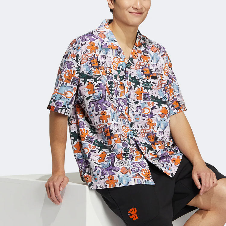 adidas originals KT CO AOP SHIRT Athleisure Casual Sports Short Sleeve Couple Style Printing HR6458