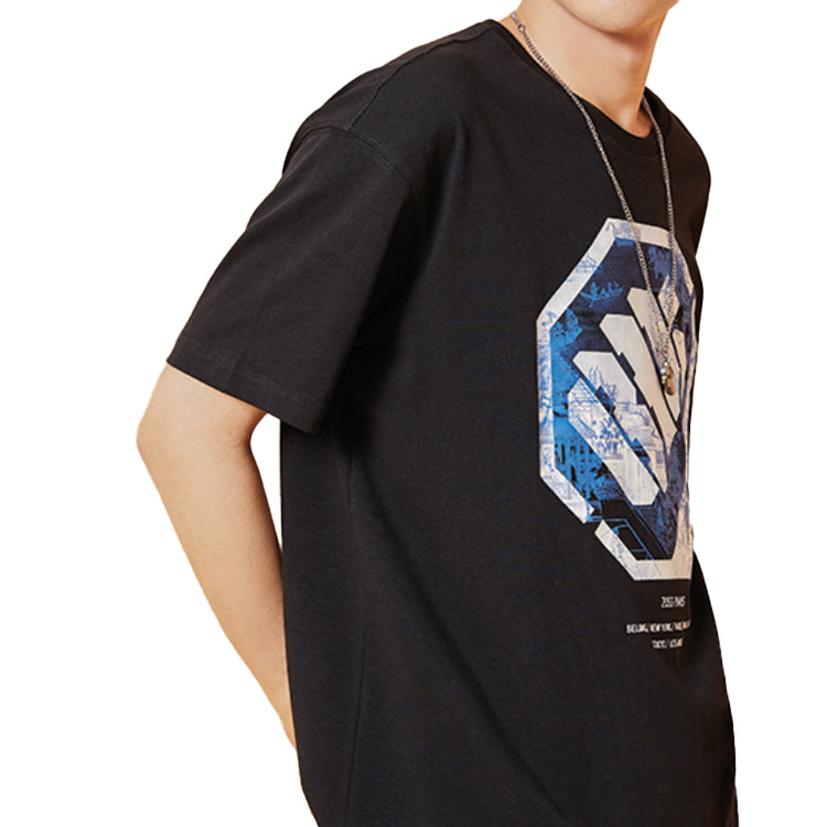 Li-Ning BADFIVE Loose Short Sleeve Tee 'Black Blue' AHSQ091-3