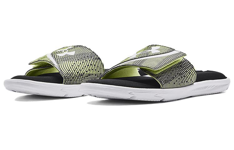 Under Armour Ignite 6 Graphic Strap Slide Sandals 'Black Green' 3024450-008