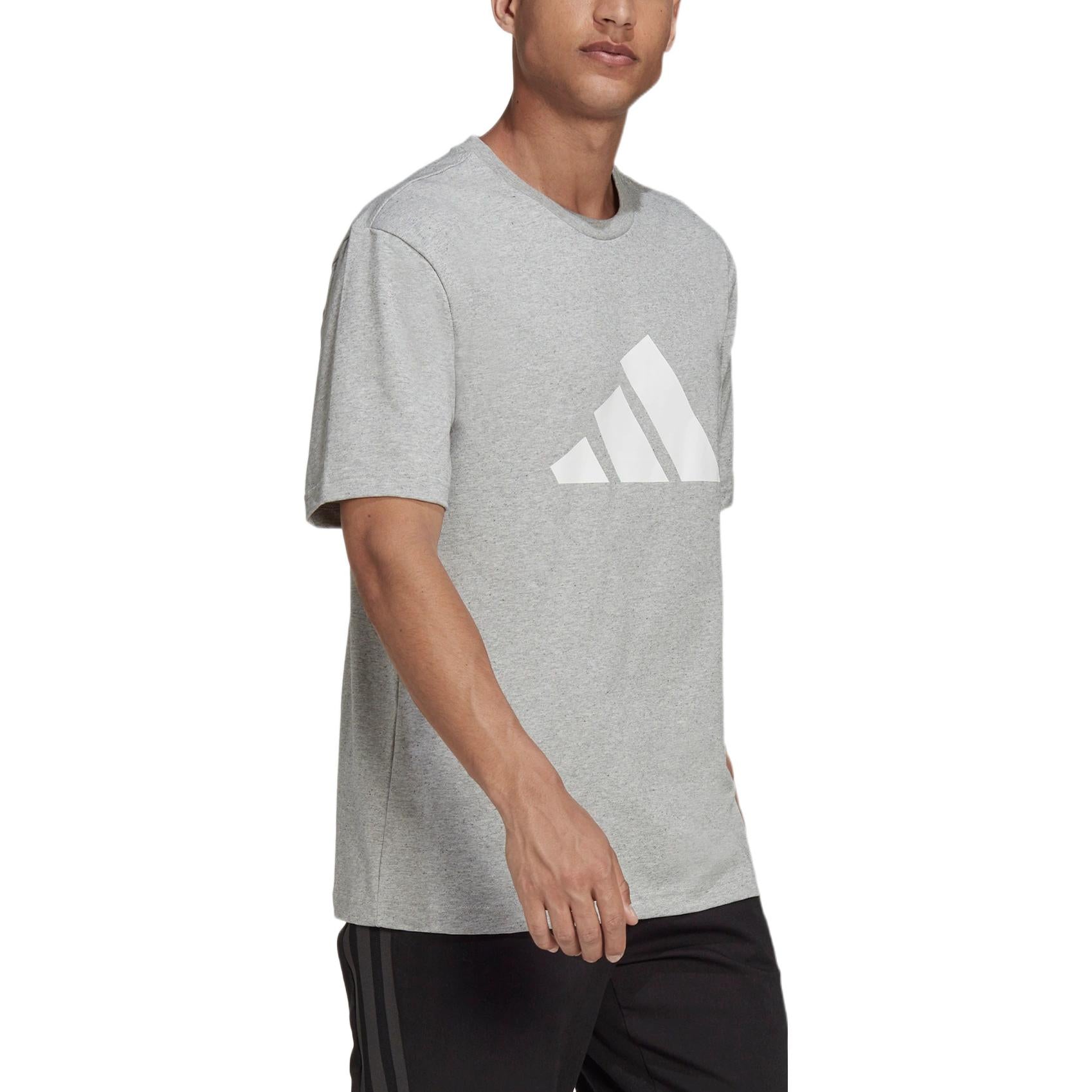 Men's adidas Logo Printing Pattern Round Neck Pullover Short Sleeve Gray T-Shirt HA7682