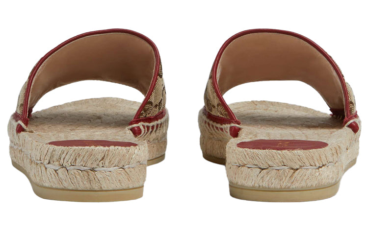 (WMNS) Gucci Double g Canvas Straw Woven Fashion Ebony Slippers 620120-KQWM0-9761