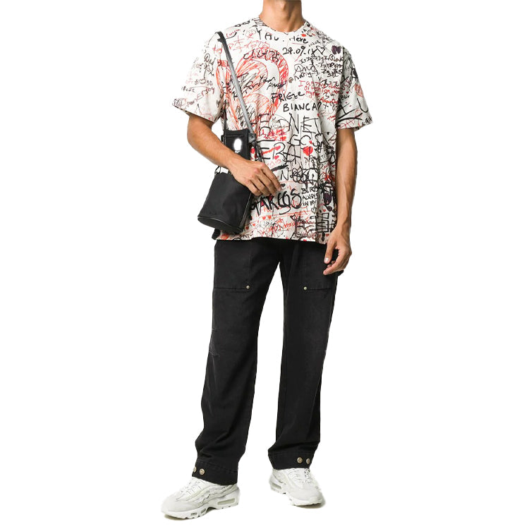 Men's Burberry Graffiti Print Short Sleeve White 8024731