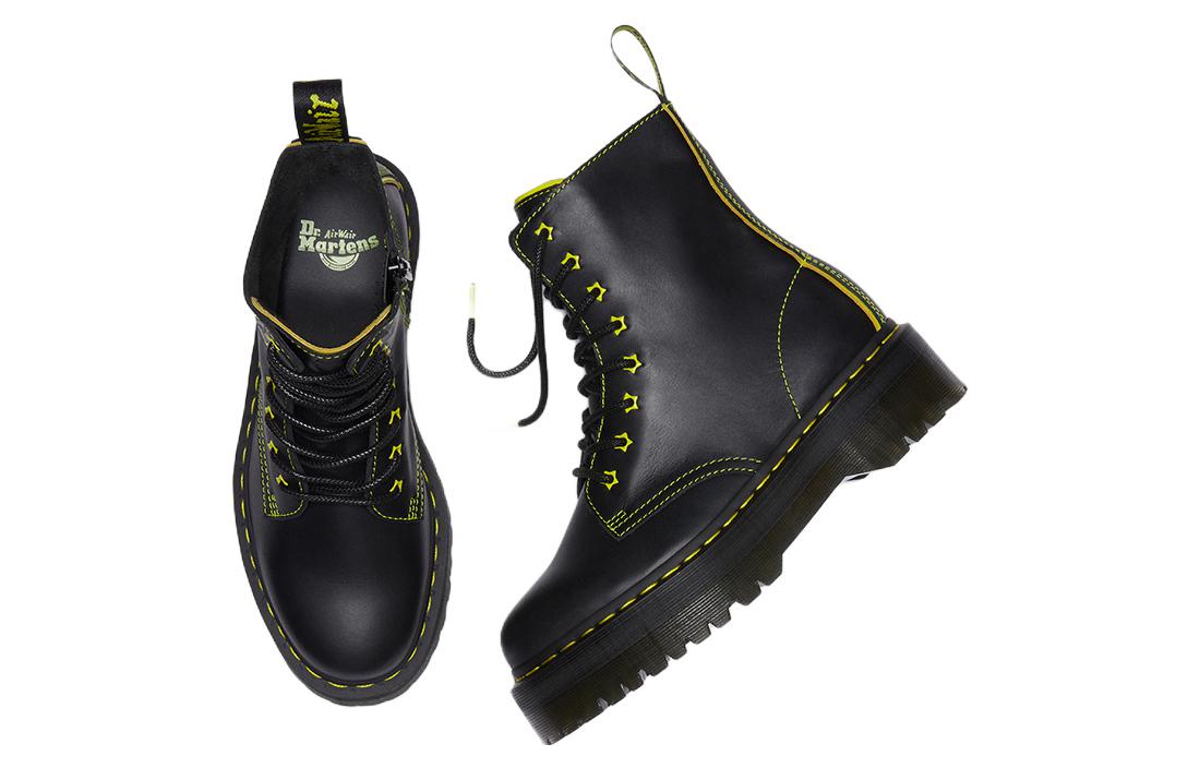 Dr. Martens Jadon II Boot Neon Star Leather Platforms 'Black Yellow' 27617002