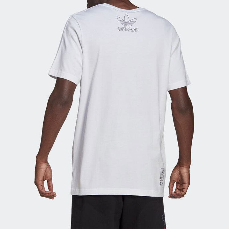 adidas originals x isney Crossover Cartoon Printing Casual Breathable Stripe Pattern Sports Short Sleeve White HC0646