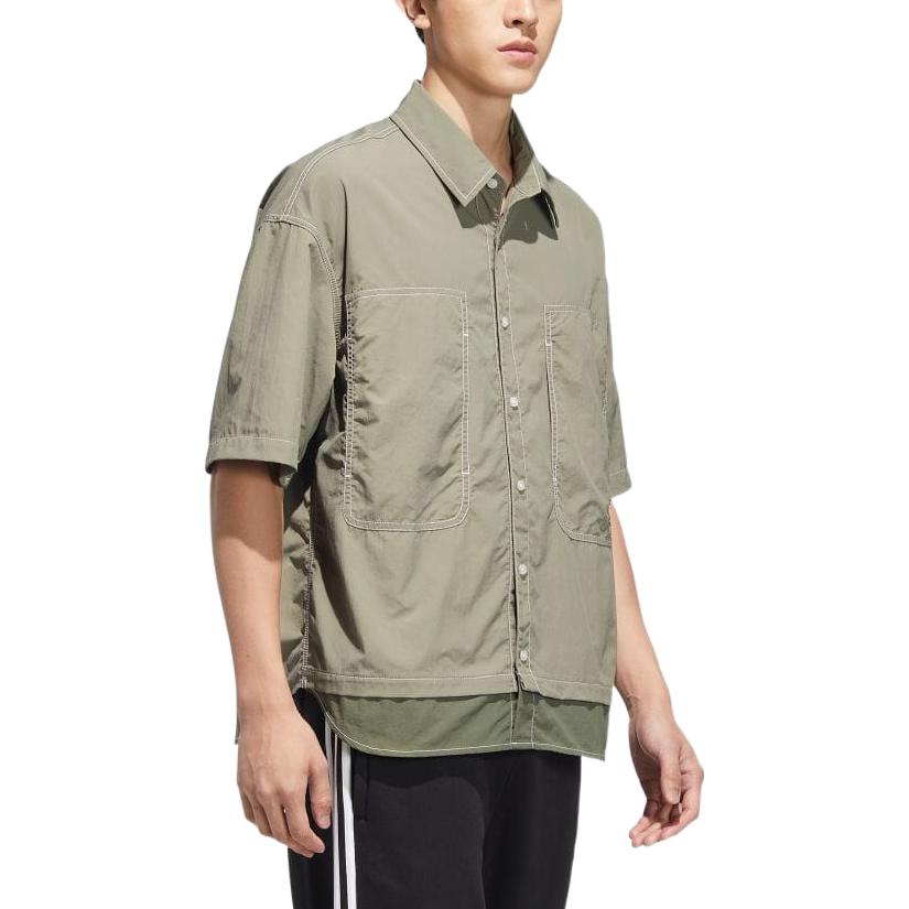 adidas originals Colorblock Design Casual Short Sleeve Shirt Green HM7994
