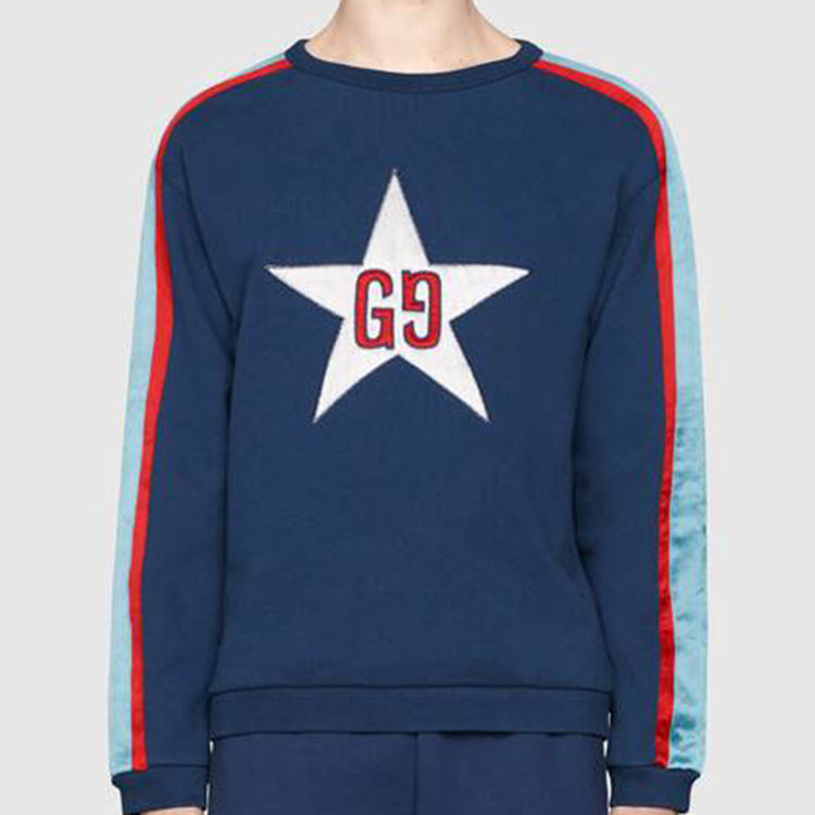Gucci GG Star Design Crewneck Sweatshirt 'Blue' 576065-XJBBQ-4429