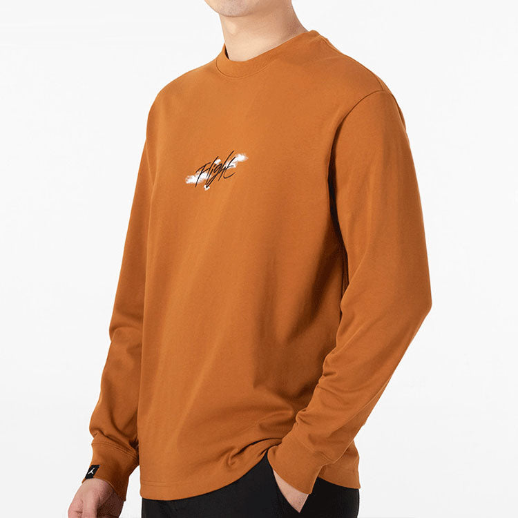 Men's Air Jordan SS22 Loog Printing Long Sleeves Round Neck Khaki DH8963-241