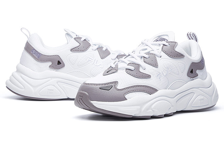 (WMNS) FILA White Line Low-Top Running Shoes White/Purple F52W031109FWP