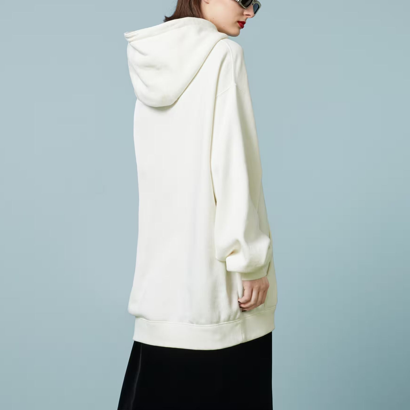 (WMNS) Gucci Cotton jersey hooded sweatshirt with Interlocking G embroidered patch 'Off white' 753595-XJFV9-9088