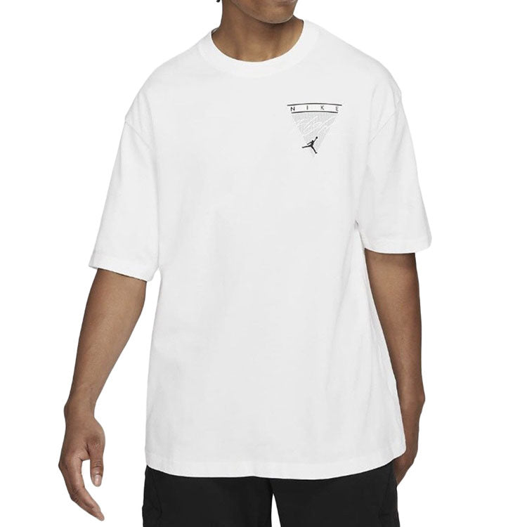 Men's Air Jordan Flight Essentials Washed Basketball Sports Printing Round Neck Short Sleeve White T-Shirt CZ8064-101
