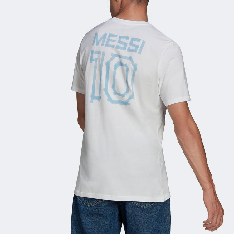 adidas M Messi G T Character Printing Alphabet Numeric Soccer/Football Sports Short Sleeve Black HA0930