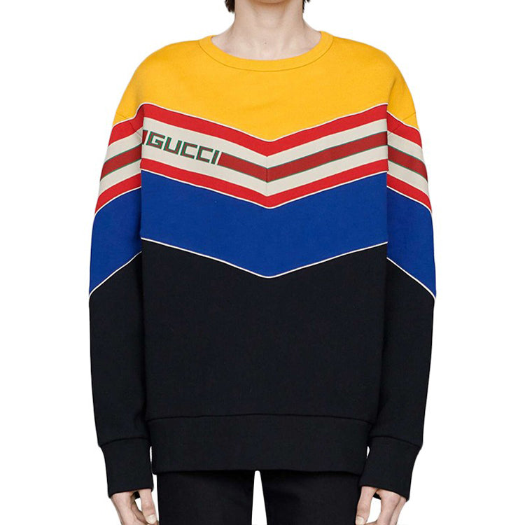 Gucci MENS Cotton Multicolor Striped Pullover Long Sleeve Black 560495-XJATN-1074