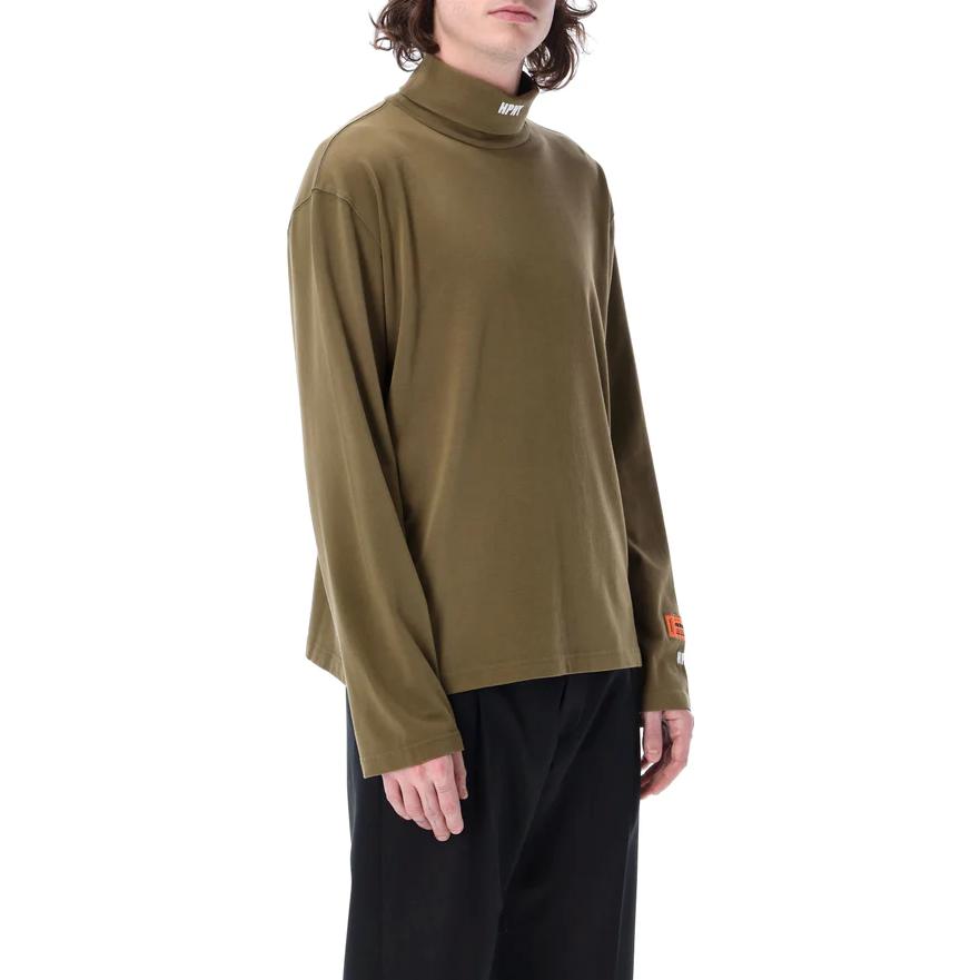 HERON PRESTON SS23 Logo Patch Rollneck Long-Sleeve T-Shirt 'Dark Olive' HMAB027S23JER0015501
