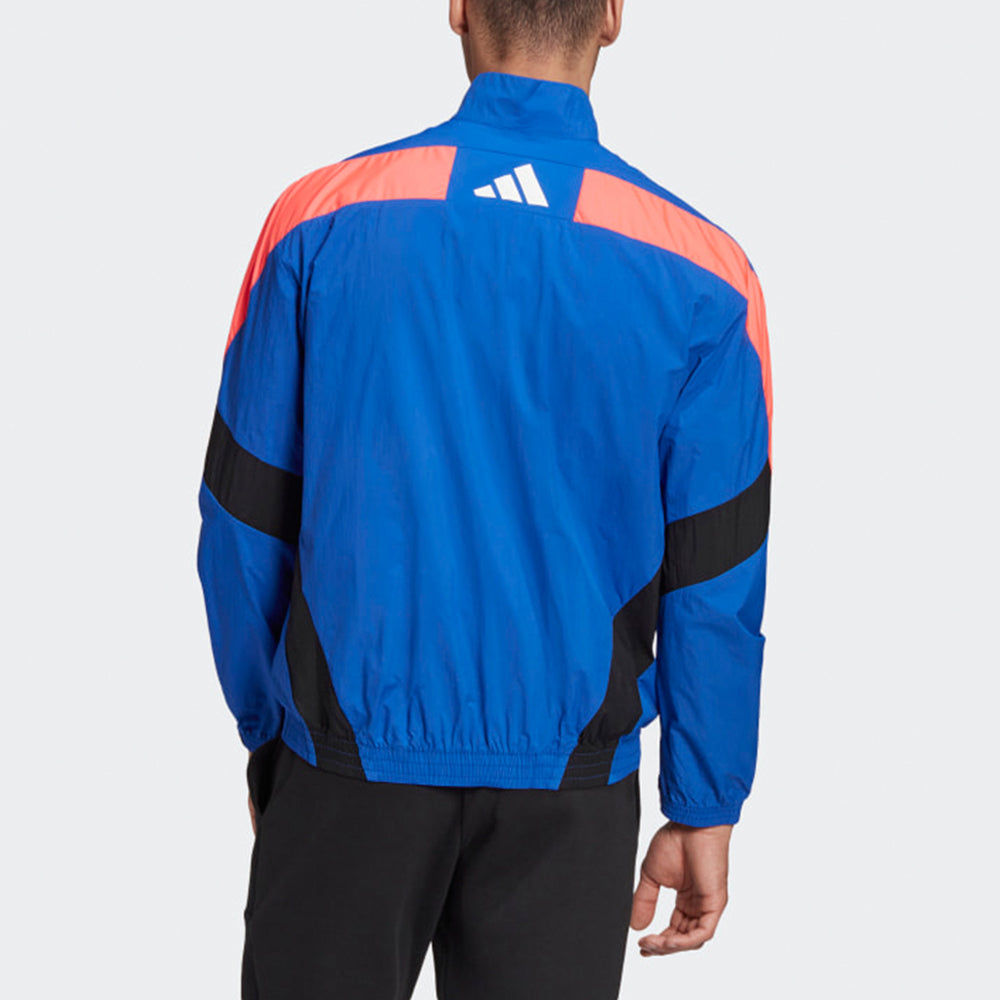 adidas M Urban Q3 Tt Contrast Color Stitching Logo Sports Stand Collar Woven Jacket Blue FS4048