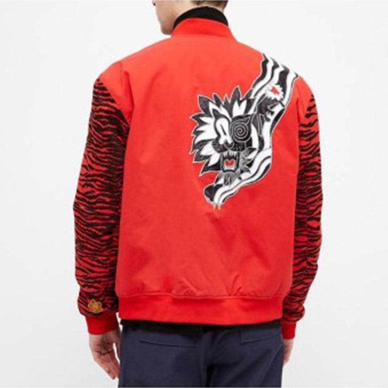 Men's KENZO x Kansaiyamamoto Crossover Embroidered Pattern aviator Jacket Red FB55BL1931KA-21