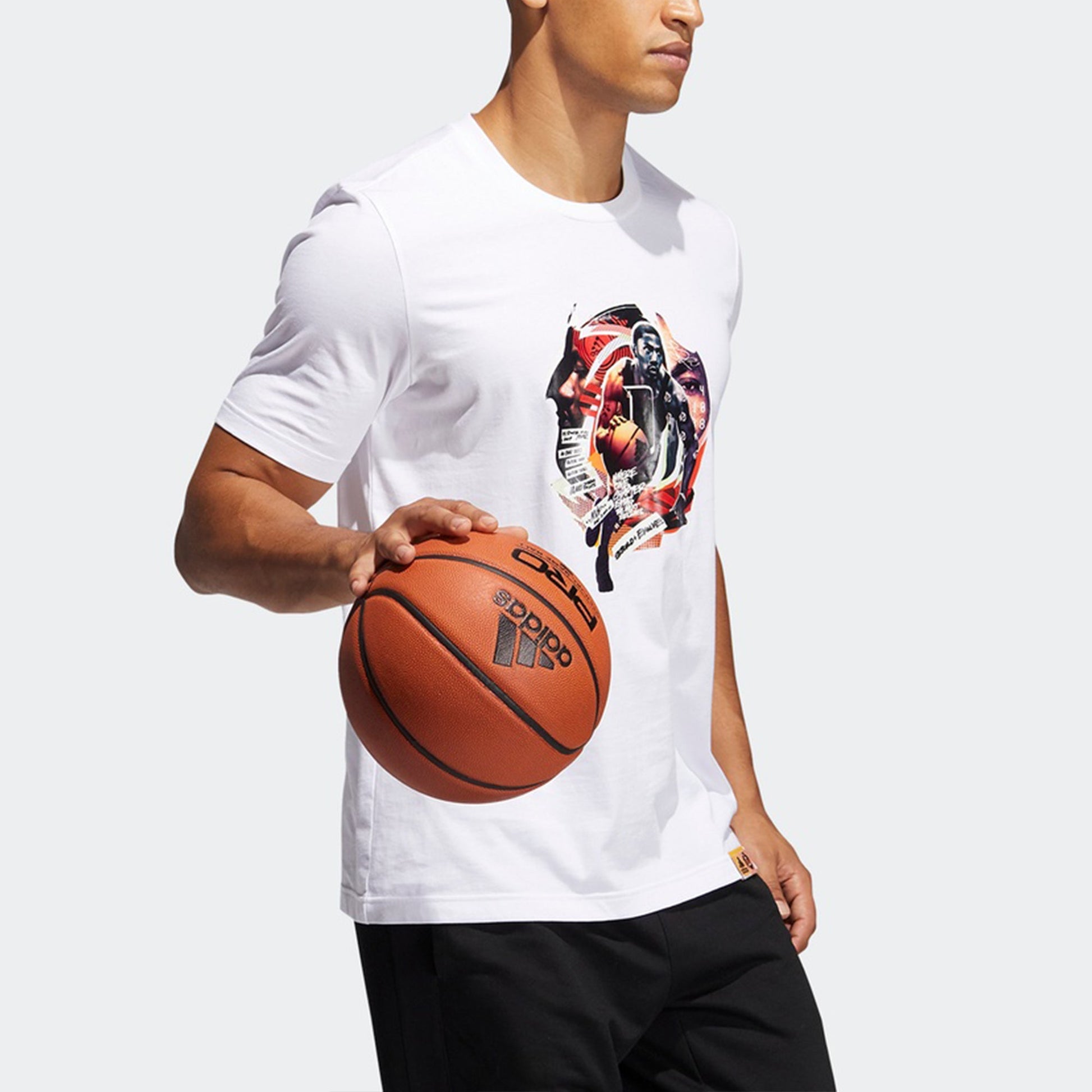 adidas Rose Abstract Basketball Sports Printing Loose Short Sleeve White GH6720