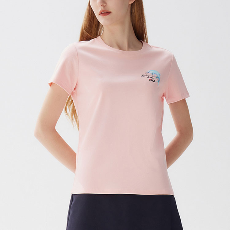 (WMNS) FILA Printing Round-neck Tee Pink F11W128106F-PK