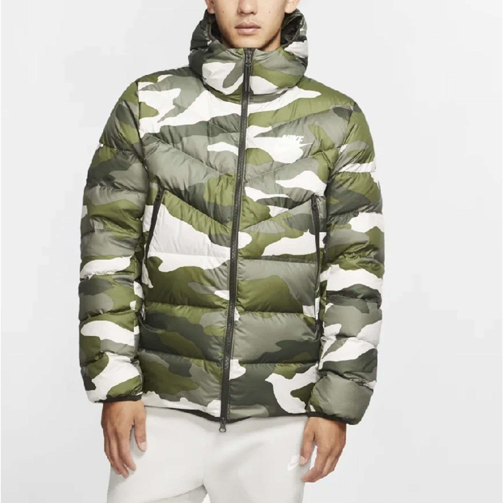 Nike Stay Warm Casual Camouflage hooded down Jacket US Edition Green Camouflage BV4763-222