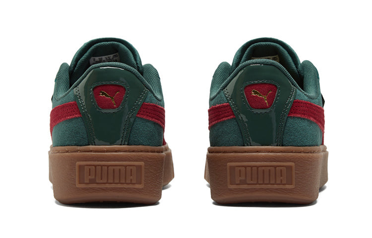 (WMNS) PUMA Platform Velvet Sneakers Green 373935-03