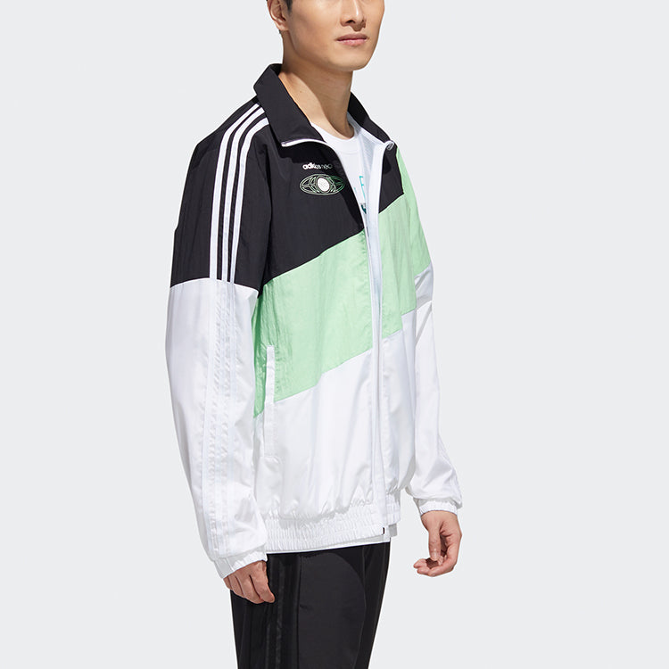 adidas neo Colorblock Zipper Stand Collar Sports Jacket Black Green Colorblock GL7177