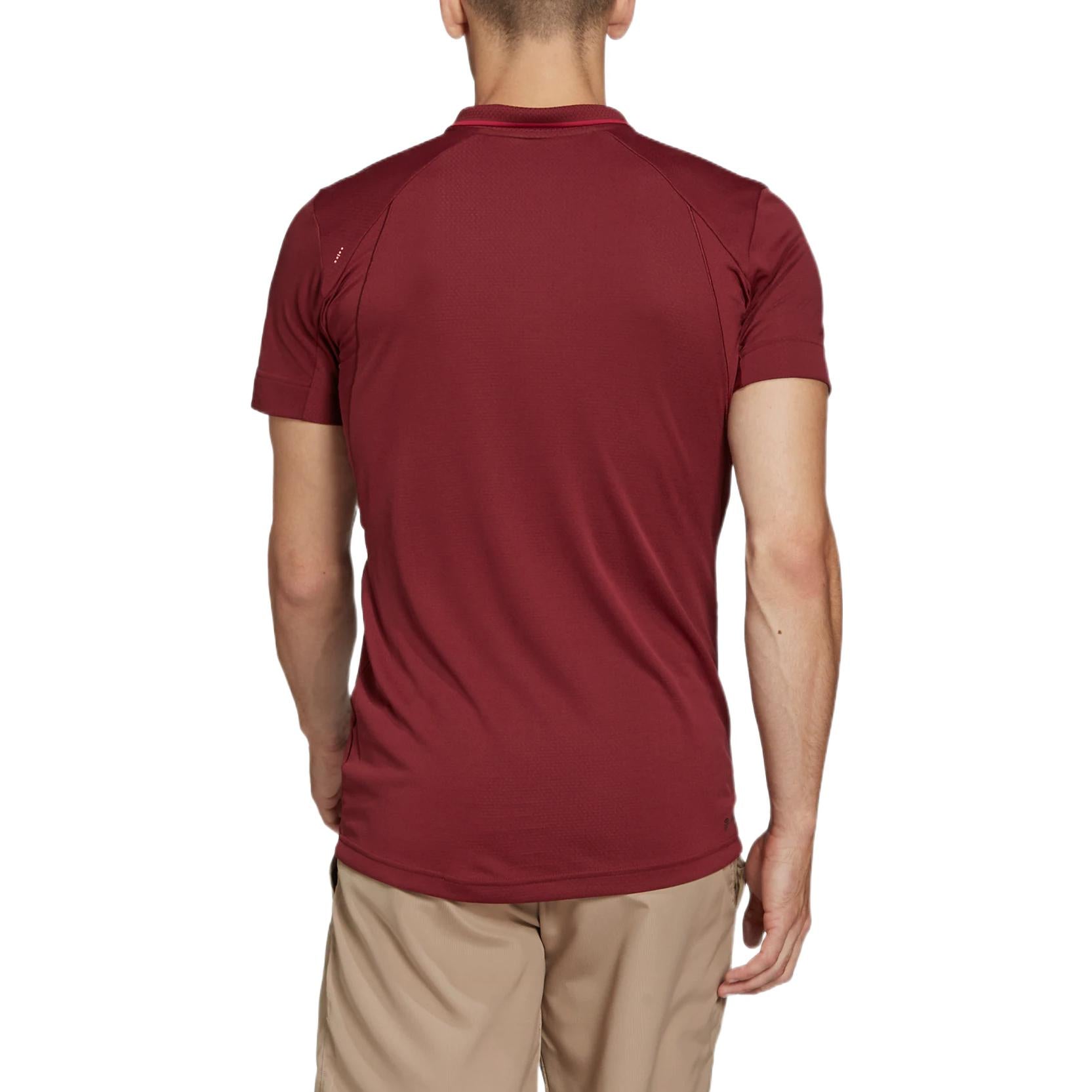 Men's adidas Gameset Solid Color Logo Micro Mark Tennis Sports Short Sleeve Wine Red Polo Shirt HB9133