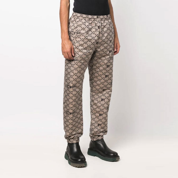 Men's Off-White SS22 Full Print Pattern Alphabet Sports Pants/Trousers/Joggers Beige OMCJ016S22FAB0016210