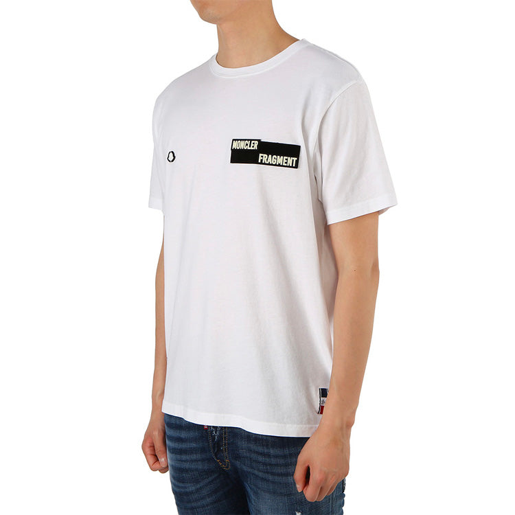 Men's Moncler x Fragment Design Crossover Logo Pattern Round Neck Short Sleeve White T-Shirt 80039508391Q001