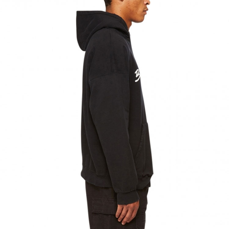 Balenciaga Script Logo Oversized Popover Hoodie 'Black White' 674986TMVB51070