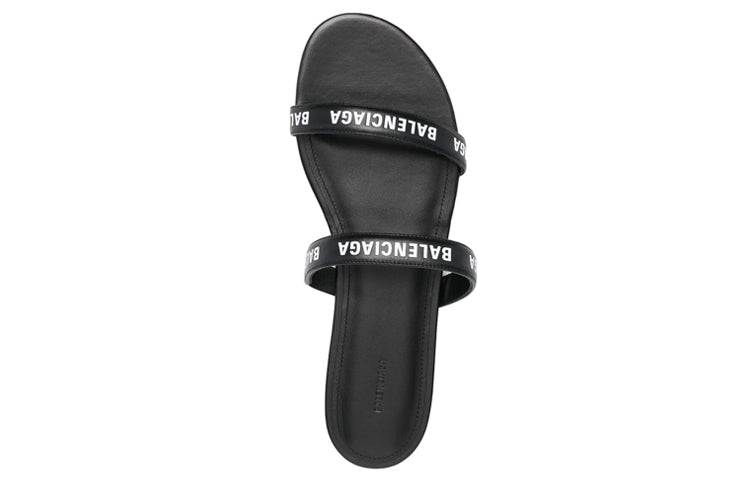 (WMNS) Balenciaga Logo Sandals 'Calf Black' 694999WCAE11090