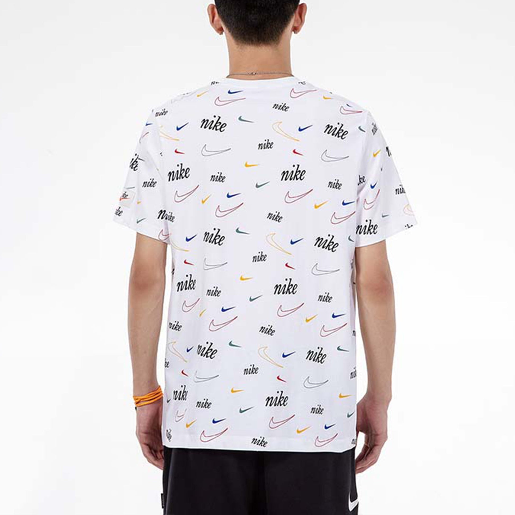 Men's Nike Full Print Logo Breathable Casual Round Neck Short Sleeve White T-Shirt DJ1392-100