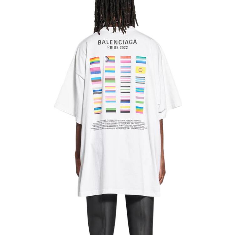 Balenciaga Pride 22 Oversized Cotton T-Shirt 'White Black' 694576TMVO20904