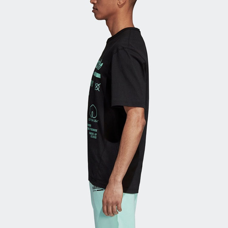 adidas originals KAVAL Alphabet Printing Pattern Short Sleeve Black DM1486