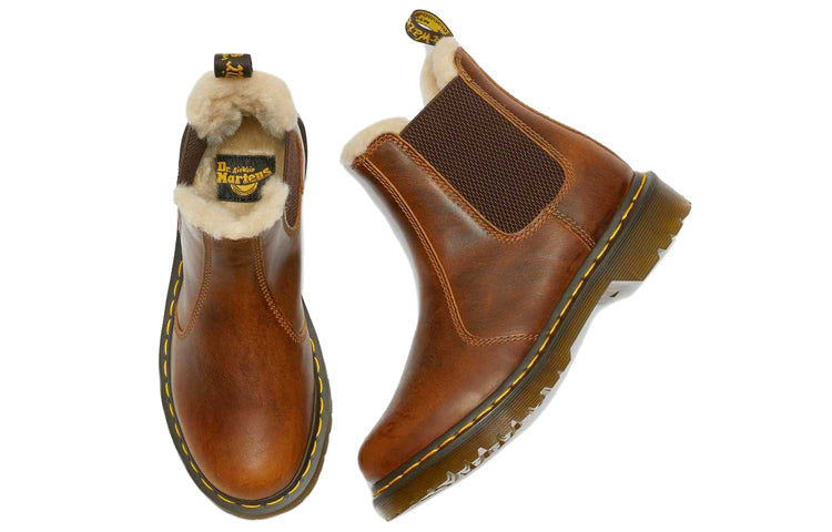 (WMNS) Dr. Martens 2976 Faux Fur Lined Chelsea Boots 'Butterscotch' 23898243