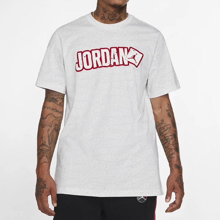Air Jordan Alphabet Printing Round Neck Short Sleeve White CD5604-100