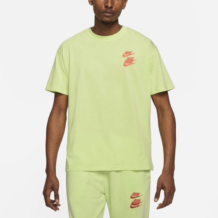 Nike Back Printing Embroidered Logo Sports Round Neck Short Sleeve Green DA0990-383