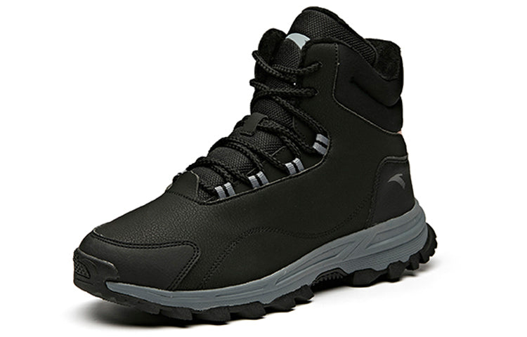 (WMNS) ANTA Outdoor Series Sneakers Fleeced High 'Black Beige Grey' 12948960-1